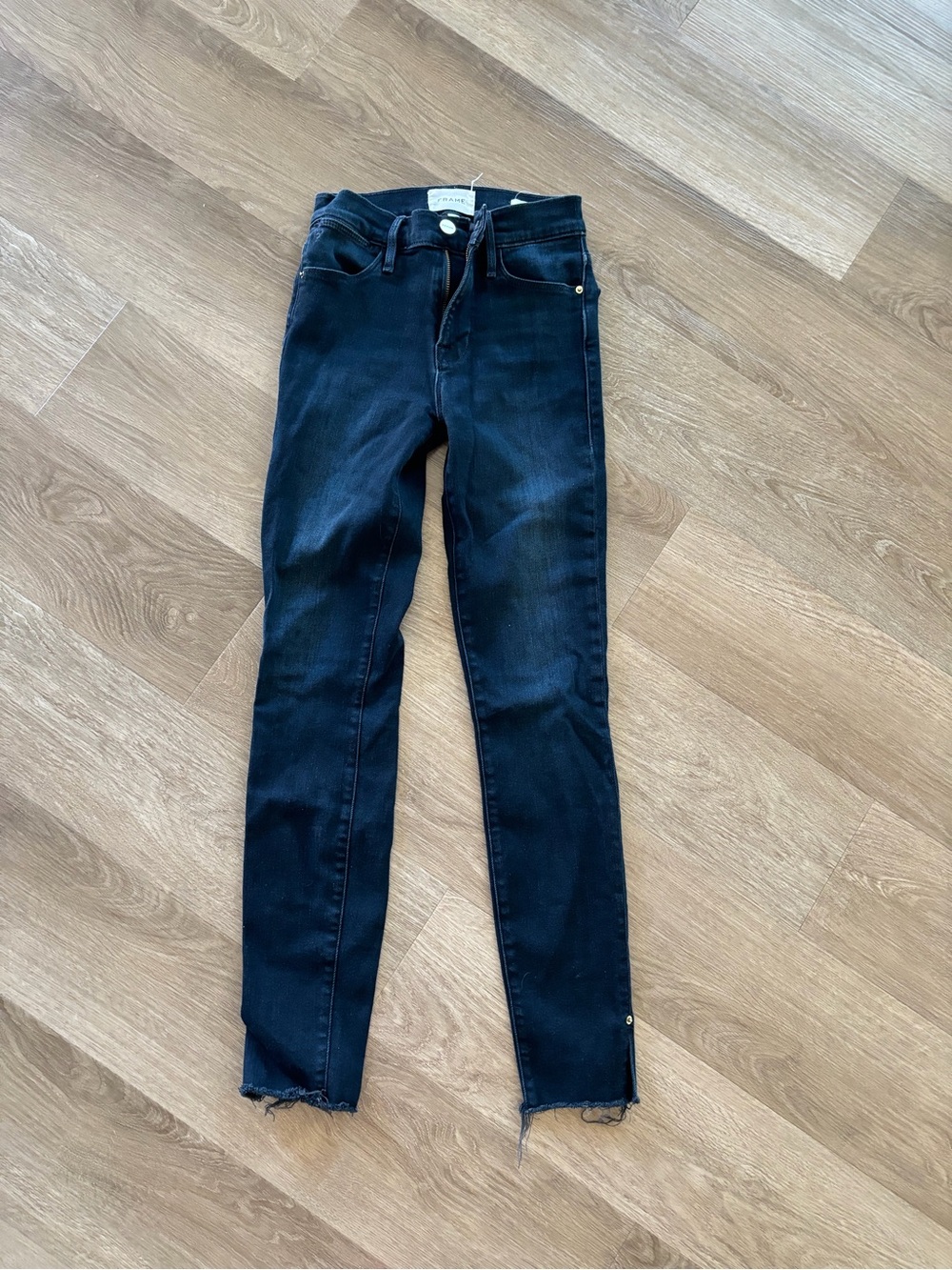 Frame Denim Skinny Jeans with Raw Hem
